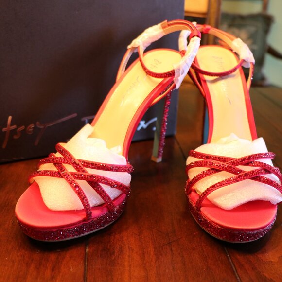 FINAL OFFER! - NWT Betsey Johnson Red Sparkle Blue Heels - 10 - Picture 2 of 15